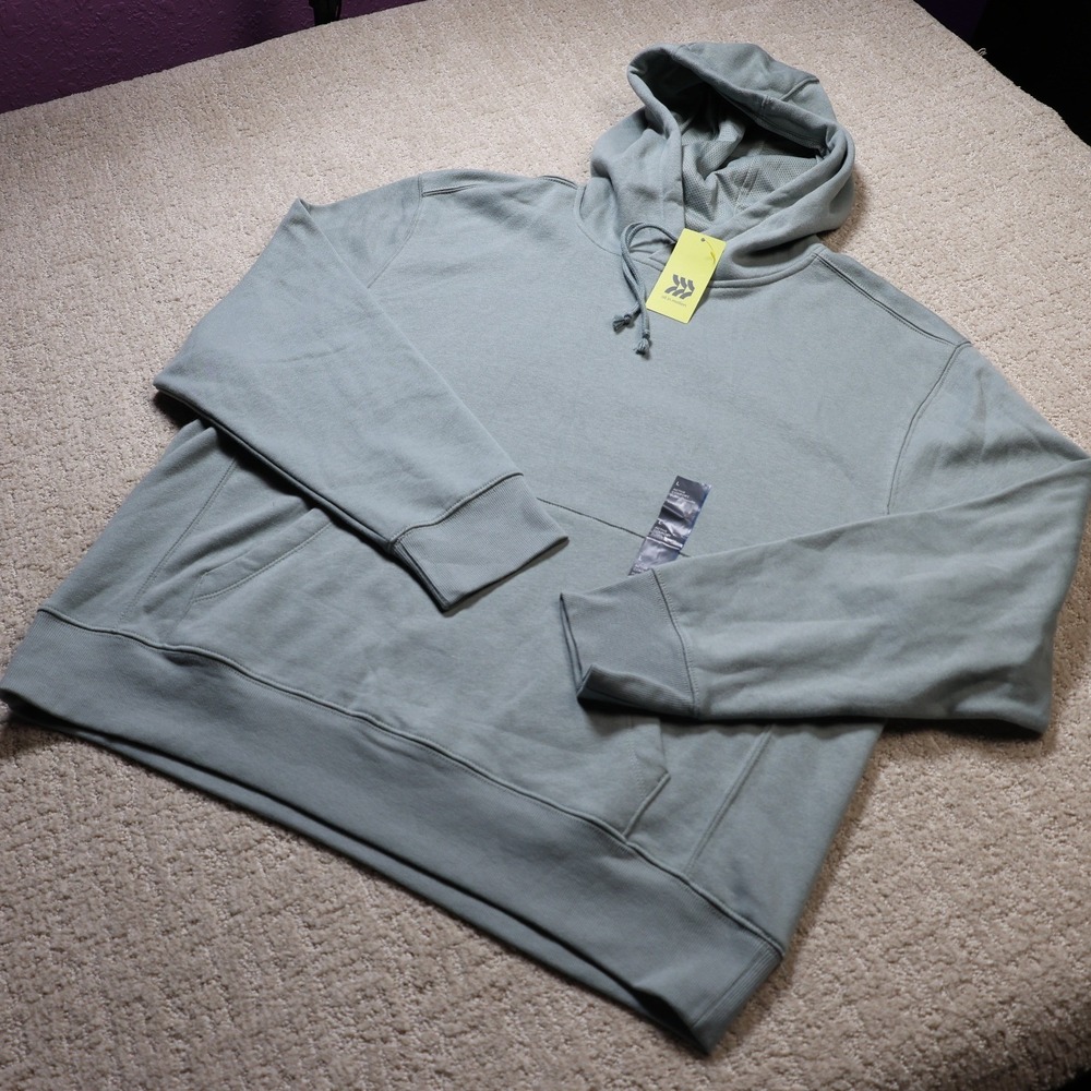 All in Motion Mens Active Comfort Pullover Hoodie Sage Green L Fleece Sweatshirt